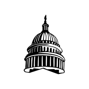 Capitol building vinyl decal sticker, black dome and base outline
