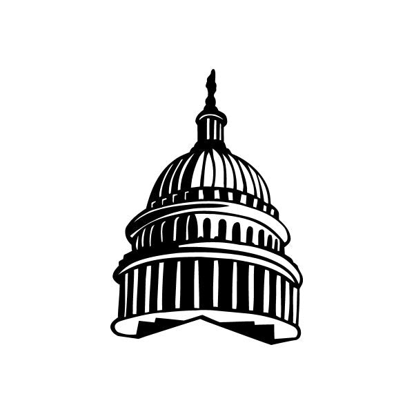 Capitol building vinyl decal sticker, black dome and base outline