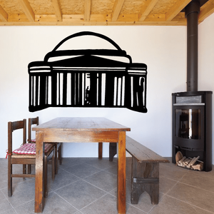 Washington Lincoln Memorial building decal, black wall sticker with front facade illustration