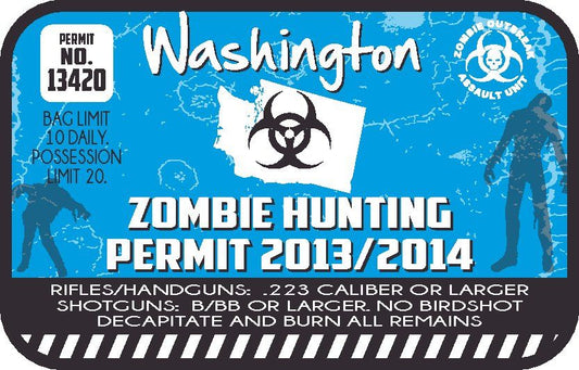 Image of Washington Zombie Hunting Permit Sticker