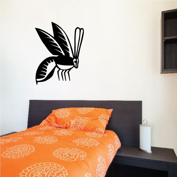 Egyptian hornet wasp wall decal, black bird-like insect with long wings and tail