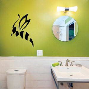 Wasp wall vinyl decal in black, with wing and antenna details