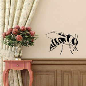Wasp wall decal vinyl sticker with black and white striped insect design