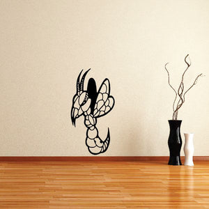 Black wasp vinyl wall decal with detailed striped body and wings, single figure