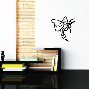 Wasp wall decal: black and white vinyl insect design