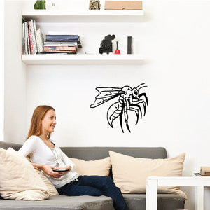 Wasp wall decal vinyl sticker, black line wasp illustration