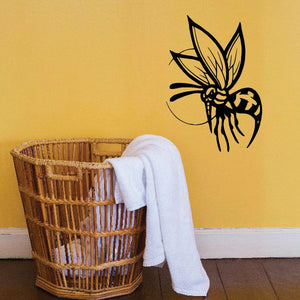 Wasp wall decal vinyl sticker with detailed black insect wings and body