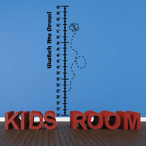 Butterfly growth chart wall decal with ruler scale and “Watch Me Grow”