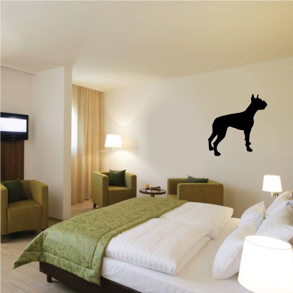 Black boxer dog wall decal with standing pose silhouette