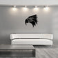 Watching eagle head decal, black bird graphic with eye and feathers