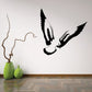 Flying dove wall decal with wings spread, black silhouette