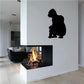 Watching gorilla wall decal, black silhouette sitting with raised head.