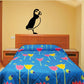 Watching puffin wall decal, black bird silhouette