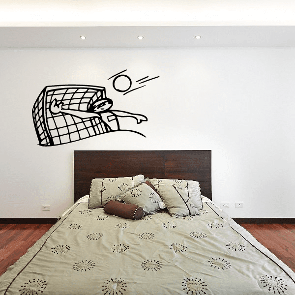 Water polo wall decal with black outline of a swimmer gripping a ball