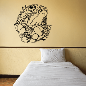 Water polo wall decal with black line-art player holding a ball underwater