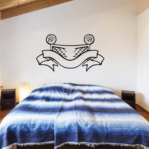 Water polo wall decal vinyl sticker with two ball-and-net icons in black line art