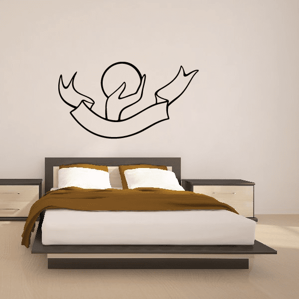 Water polo wall decal: vinyl sticker with ball in arms, outlined black design