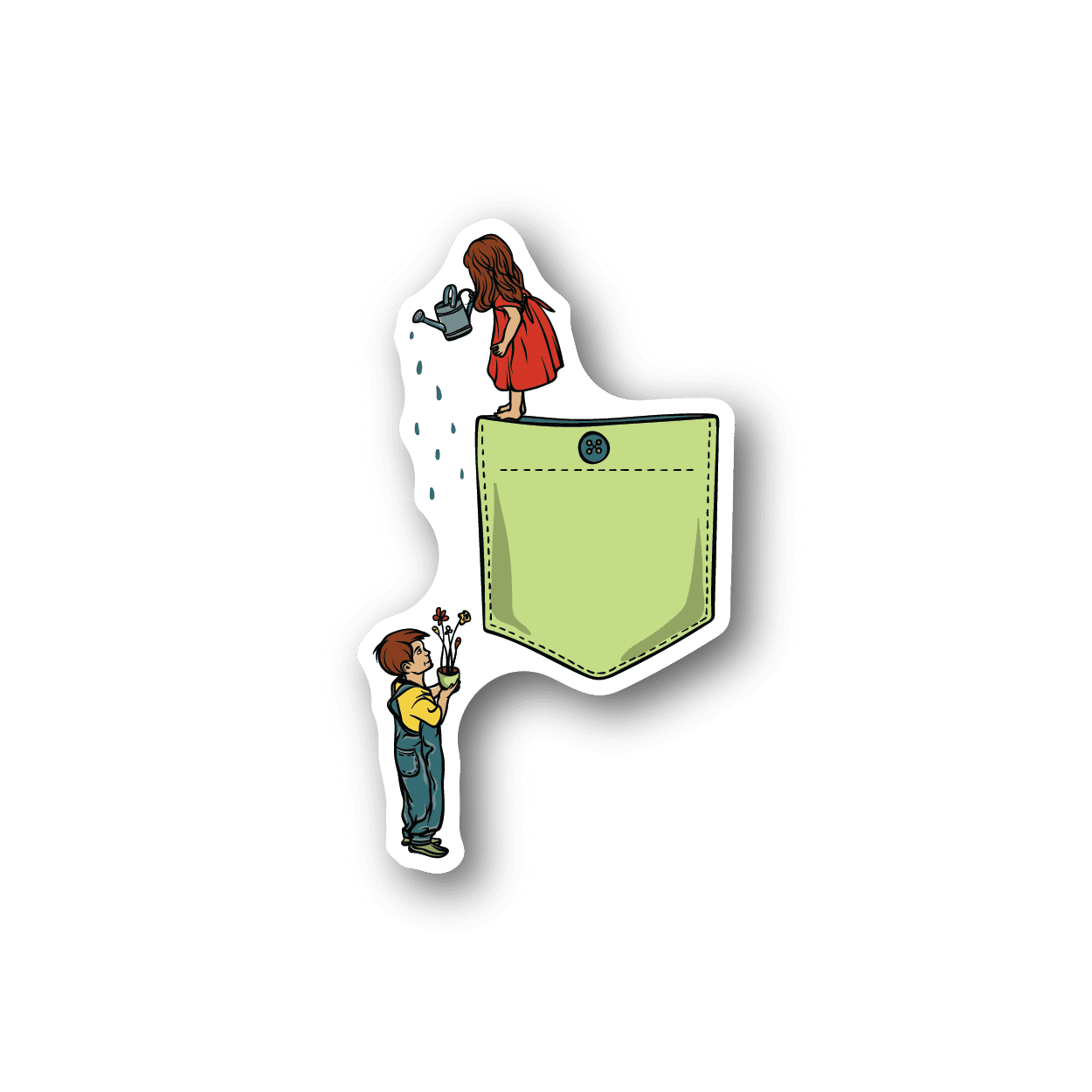 Image of Watering Flowers Sticker