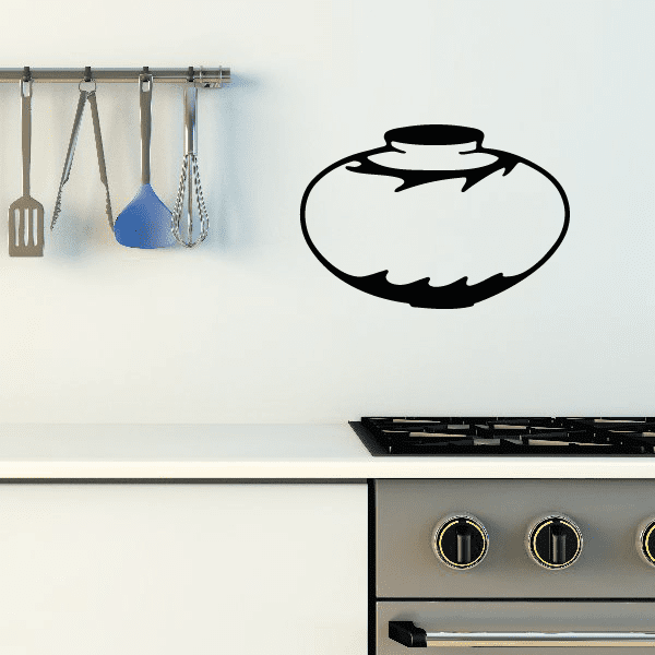 Wave-pattern pot silhouette wall decal in black