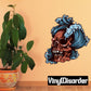 Blue wave skull sticker with red face and open mouth