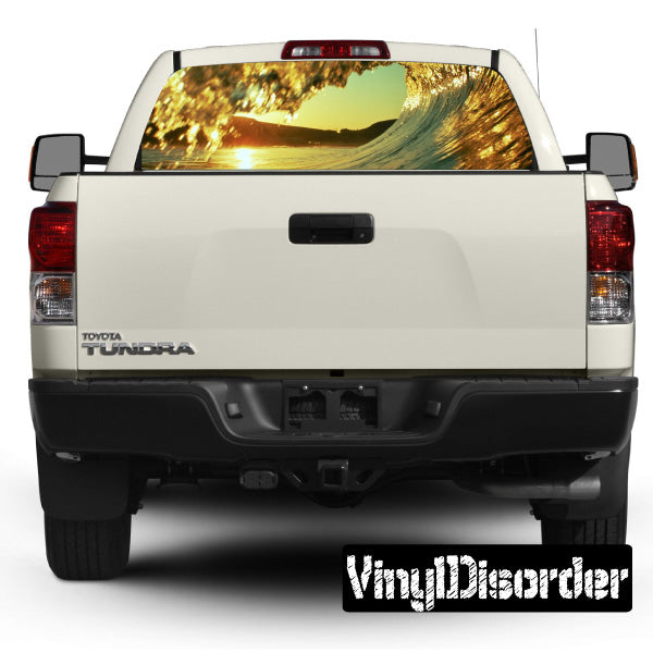 Waves rear window graphic decal with ocean wave view