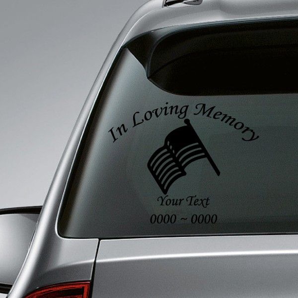 Image of Waving American Flag Custom In Loving Memory Decal