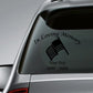 Memorial car window decal with waving American flag icon and In Loving Memory text
