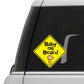 Waving baby on board sticker in a yellow diamond shape