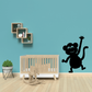 Black waving monkey wall decal silhouette with raised arm