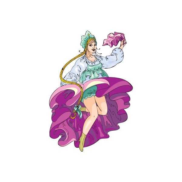 Colorful illustrated woman sticker with waving hand and purple dress