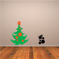Green Christmas tree wall decal with star and round ornaments