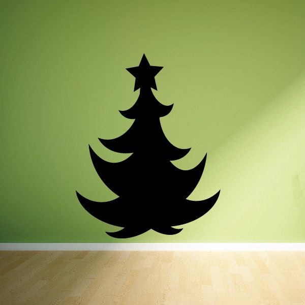 Image of Wavy Christmas Tree with Star Decal