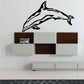 Dolphin wall decal with wavy fin and body lines, black silhouette
