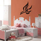 Seagull wall decal with wavy lines, black design
