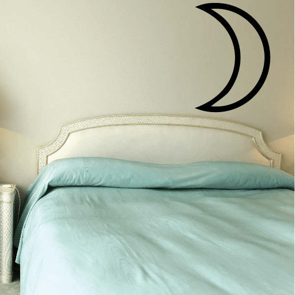 Crescent moon wall decal, black outline