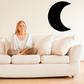 Black waxing gibbous moon wall decal with bold crescent shape
