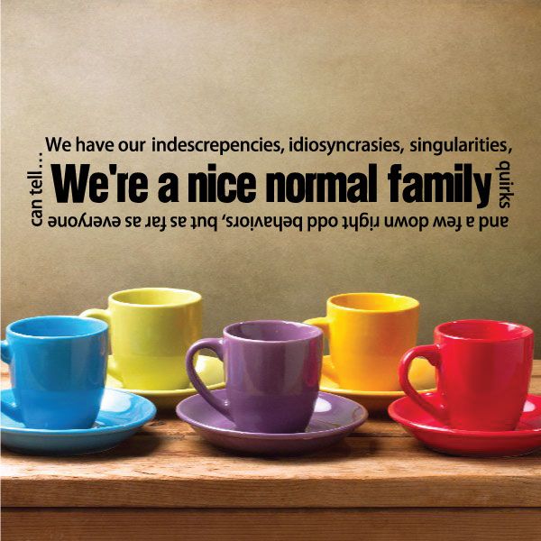 Family wall decal featuring text: We're a nice normal family
