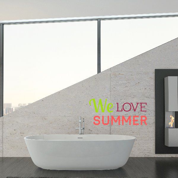 Vinyl wall decal with 'We LOVE SUMMER' text in green and red