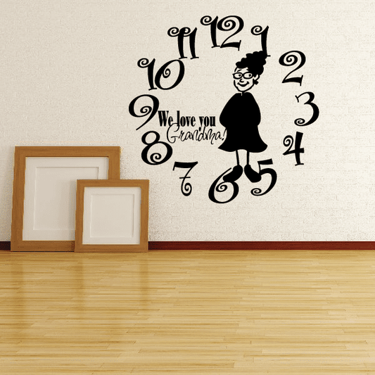 Image of We Love You Grandma Clock Face Wall Decal 