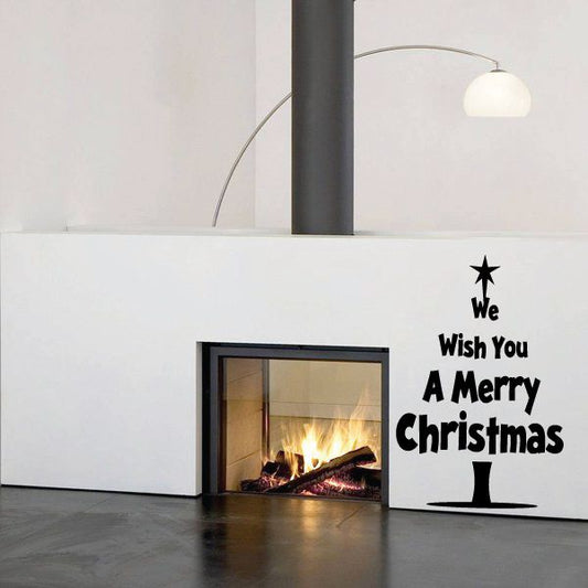 Image of We Wish You Merry Christmas Quote Tree Decal