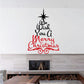 Christmas quote tree wall decal with black star and red lettering