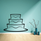 Three-tier cake wall decal with wavy icing lines and simple outline