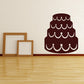 Wedding cake tier decal, burgundy three-tier silhouette with scalloped frosting edges and dots