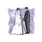 Wedding couple holding hands sticker, bride in white dress and groom in dark suit