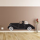 Car couple decal with bride and groom silhouettes in black wedding vehicle