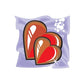 Overlapping hearts sticker with red and gold heart shapes, outlined in black