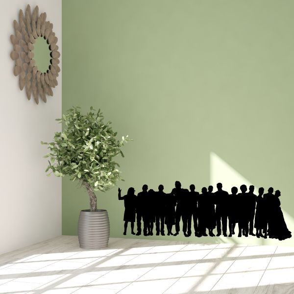Black wedding party group wall decal silhouettes of couples and attendants