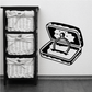 Wedding ring presentation decal, black outline of open ring box with bow and flowers