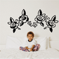 Black floral wall decal with roses and scrollwork