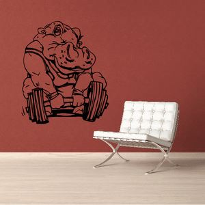 Hippo deadlifting weight bar decal